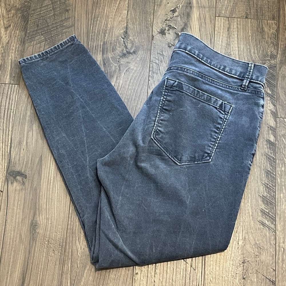 Loft Modern Skinny Ankle Corduroy Pants Gray Moto Knee Size 30/10